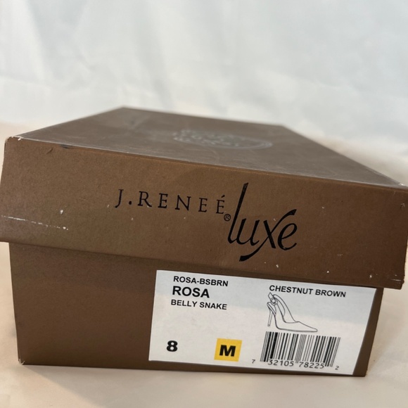 J. Renee Luxe Chestnut Brown Rosa Belly Snake 8M Heels *NWT* - Picture 3 of 5